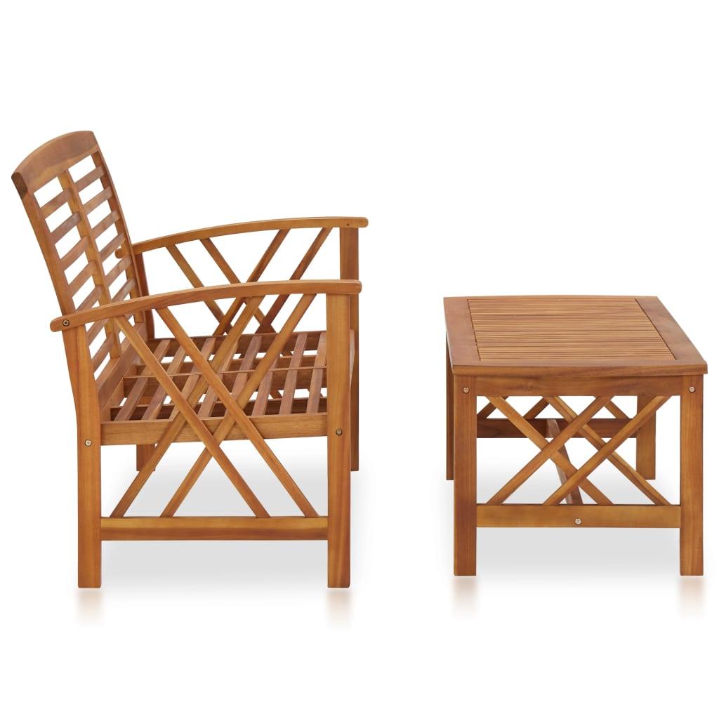 2 Piece Patio Lounge Set Solid Acacia Wood at Set Shop and Smile