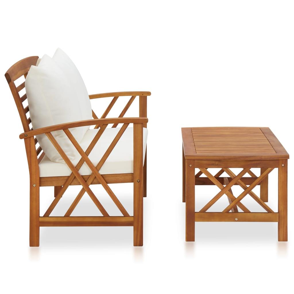 2 Piece Patio Lounge Set with Cushions Solid Acacia Wood at Set Shop and Smile