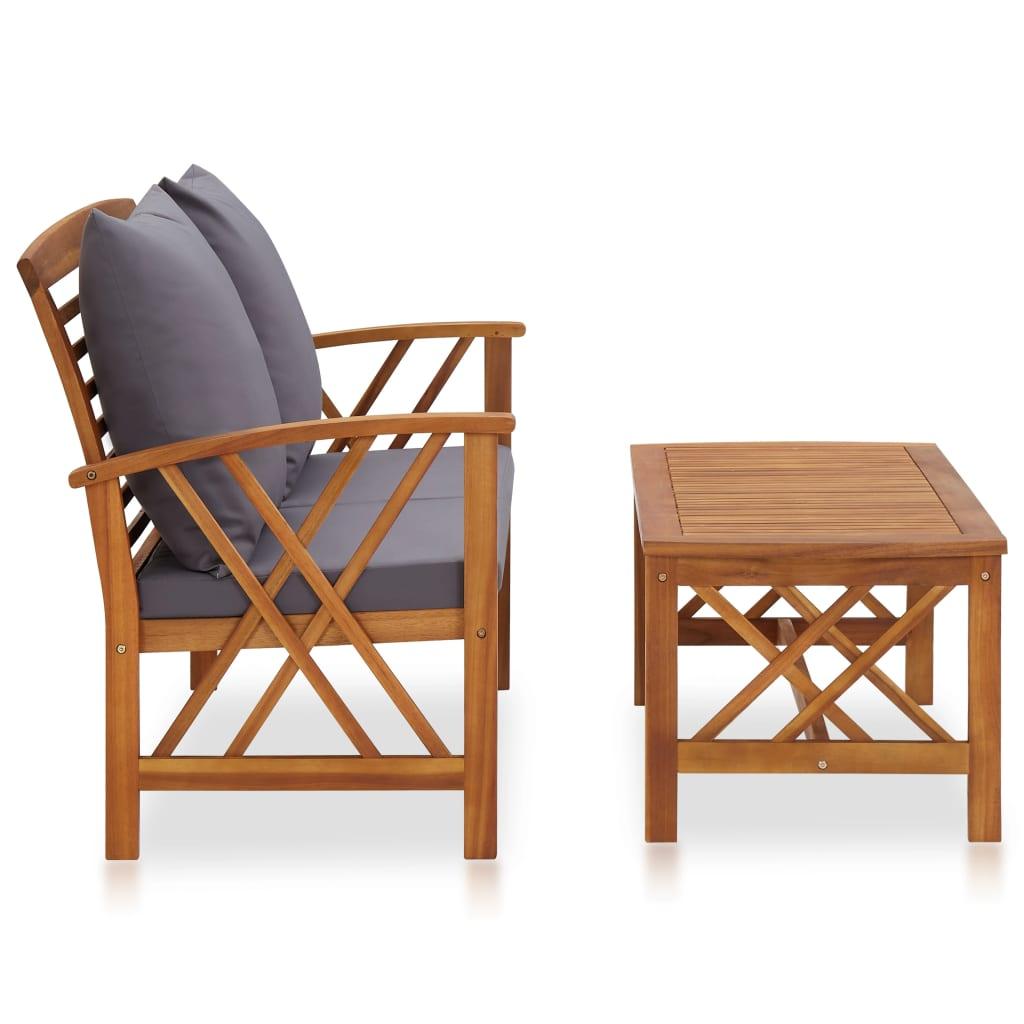 2 Piece Patio Lounge Set with Cushions Solid Acacia Wood at Set Shop and Smile