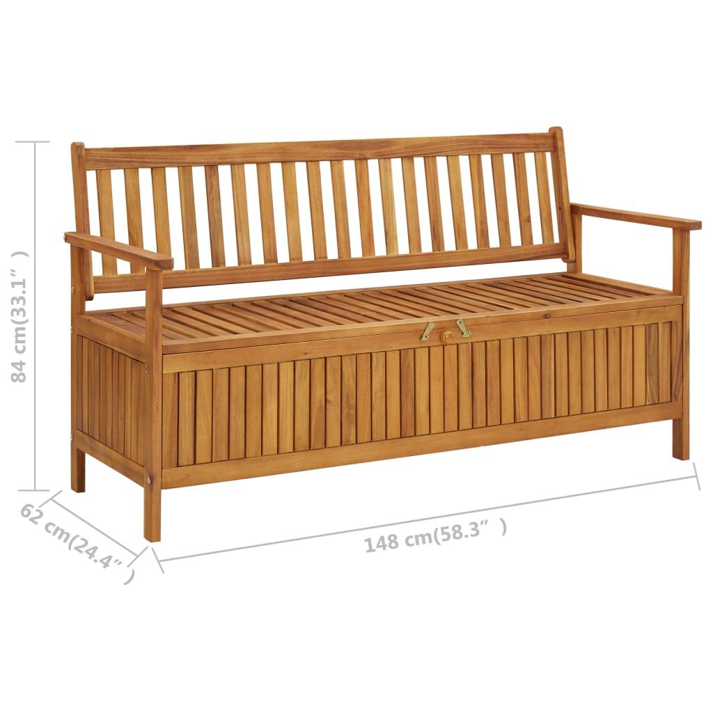 Patio Storage Bench 58.3" Solid Acacia Wood at Set Shop and Smile