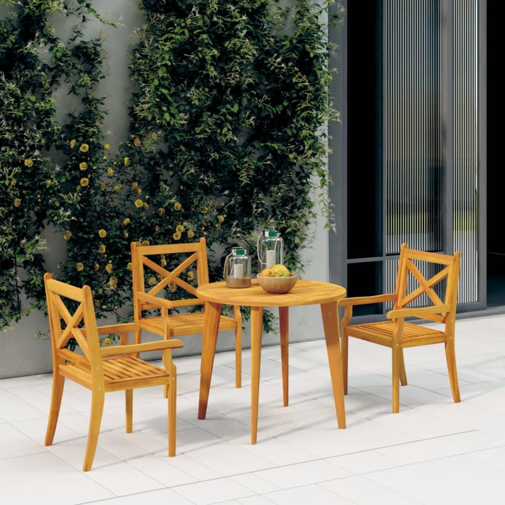 Patio Dining Chairs 3 pcs Solid Wood Acacia at Set Shop and Smile