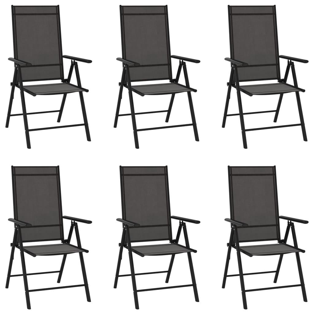 Folding Patio Chairs 6 pcs Textilene Black at Set Shop and Smile