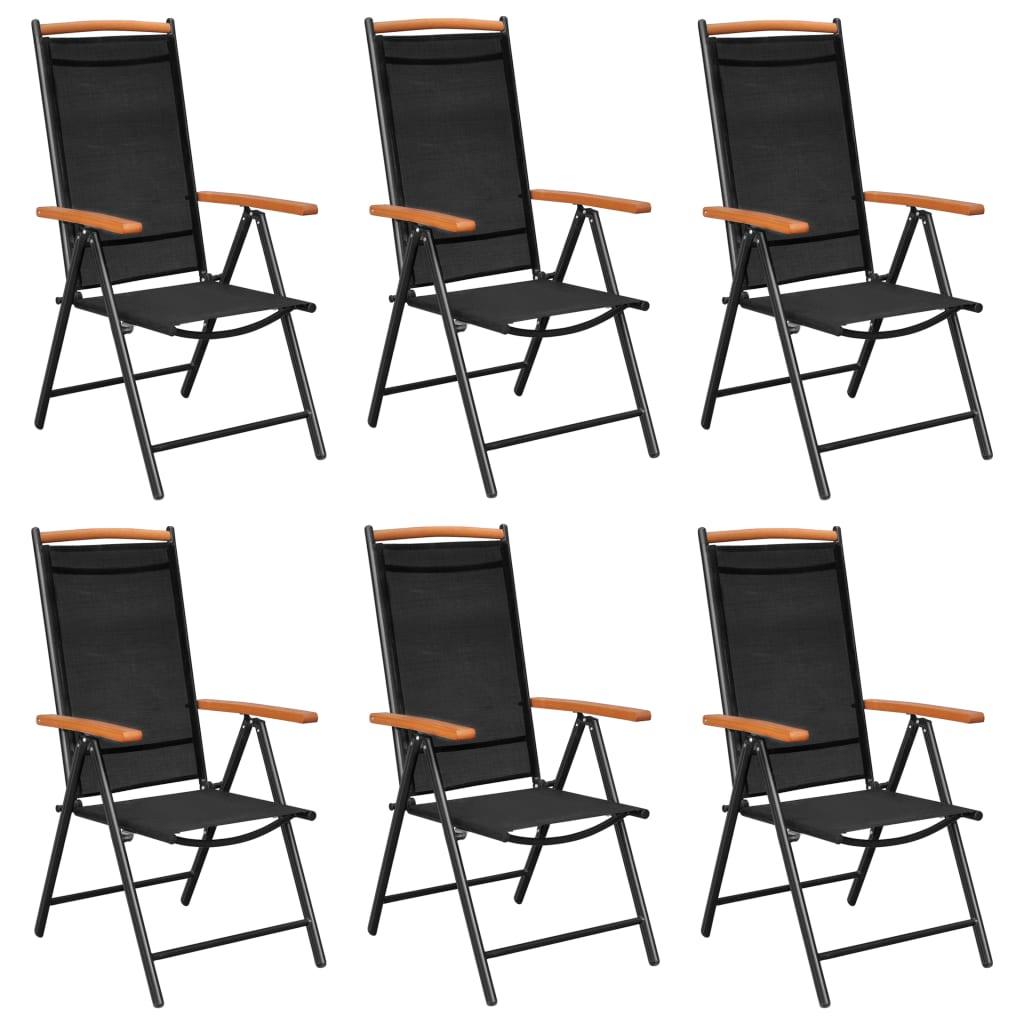 Folding Patio Chairs 6 pcs Textilene Black at Set Shop and Smile