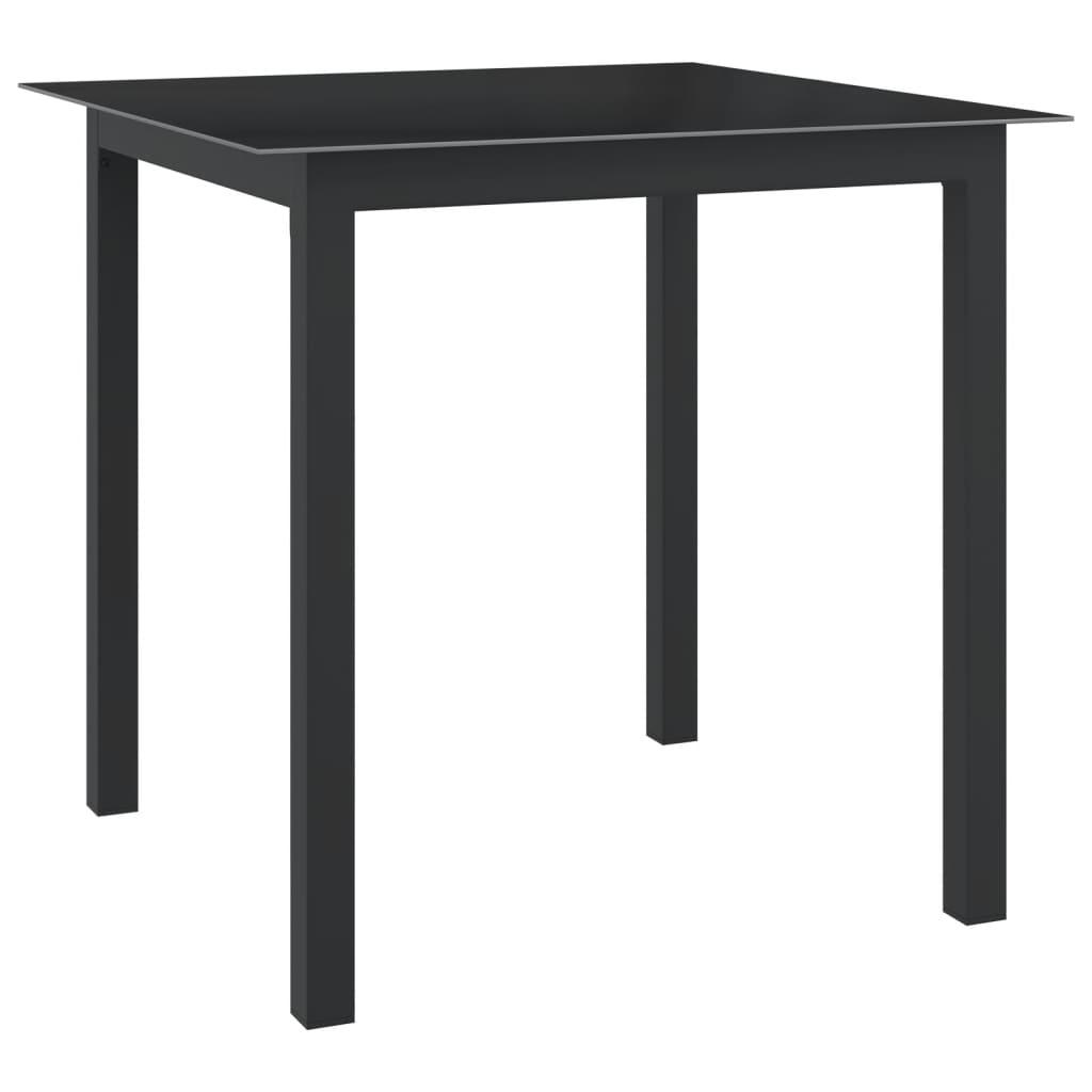 Patio Table Black 31.5"x31.5"x29.1" Aluminum and Glass at Set Shop and Smile