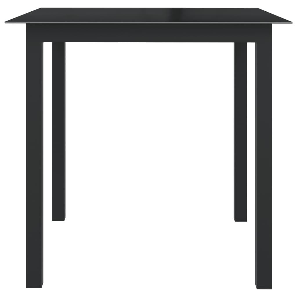 Patio Table Black 31.5"x31.5"x29.1" Aluminum and Glass at Set Shop and Smile