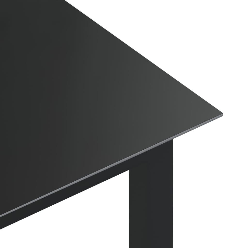 Patio Table Black 31.5"x31.5"x29.1" Aluminum and Glass at Set Shop and Smile