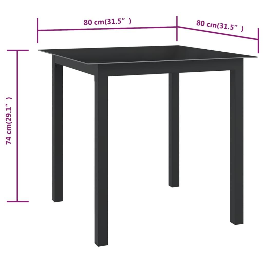 Patio Table Black 31.5"x31.5"x29.1" Aluminum and Glass at Set Shop and Smile