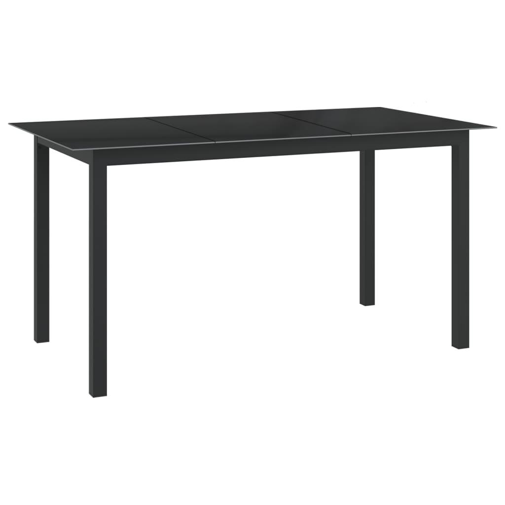 Patio Table Black 59.1"x35.4"x29.1" Aluminum and Glass at Set Shop and Smile