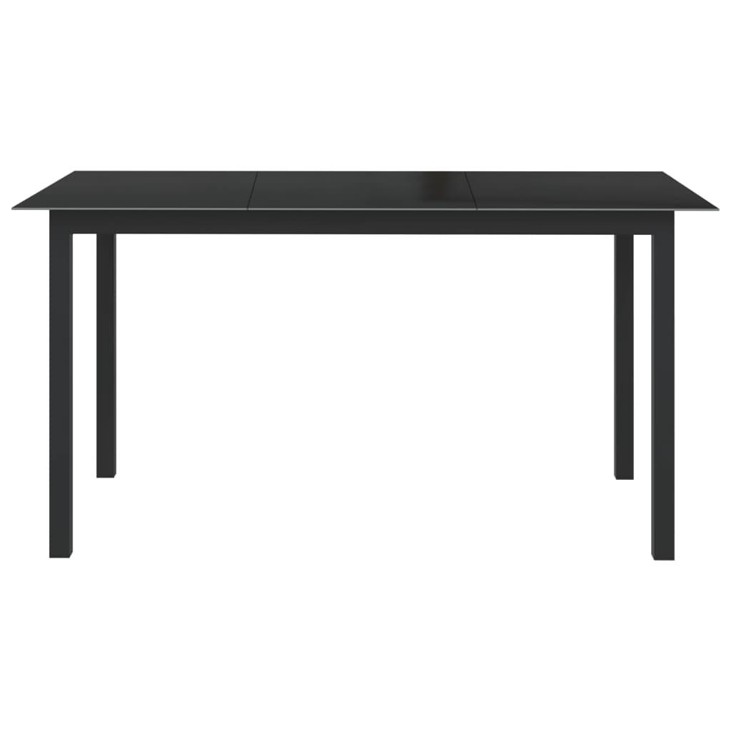 Patio Table Black 59.1"x35.4"x29.1" Aluminum and Glass at Set Shop and Smile
