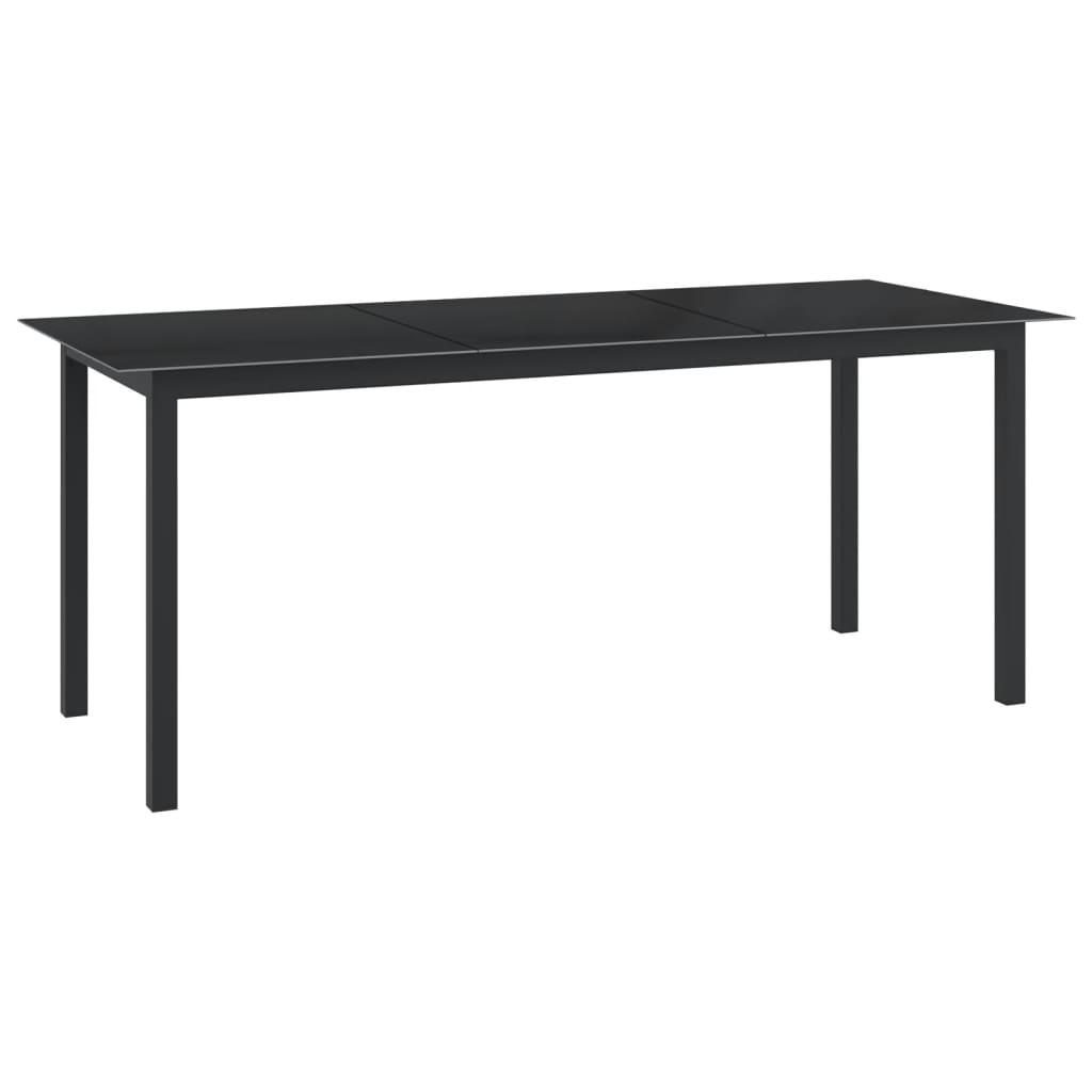 Patio Table Black 74.8"x35.4"x29.1" Aluminum and Glass at Set Shop and Smile