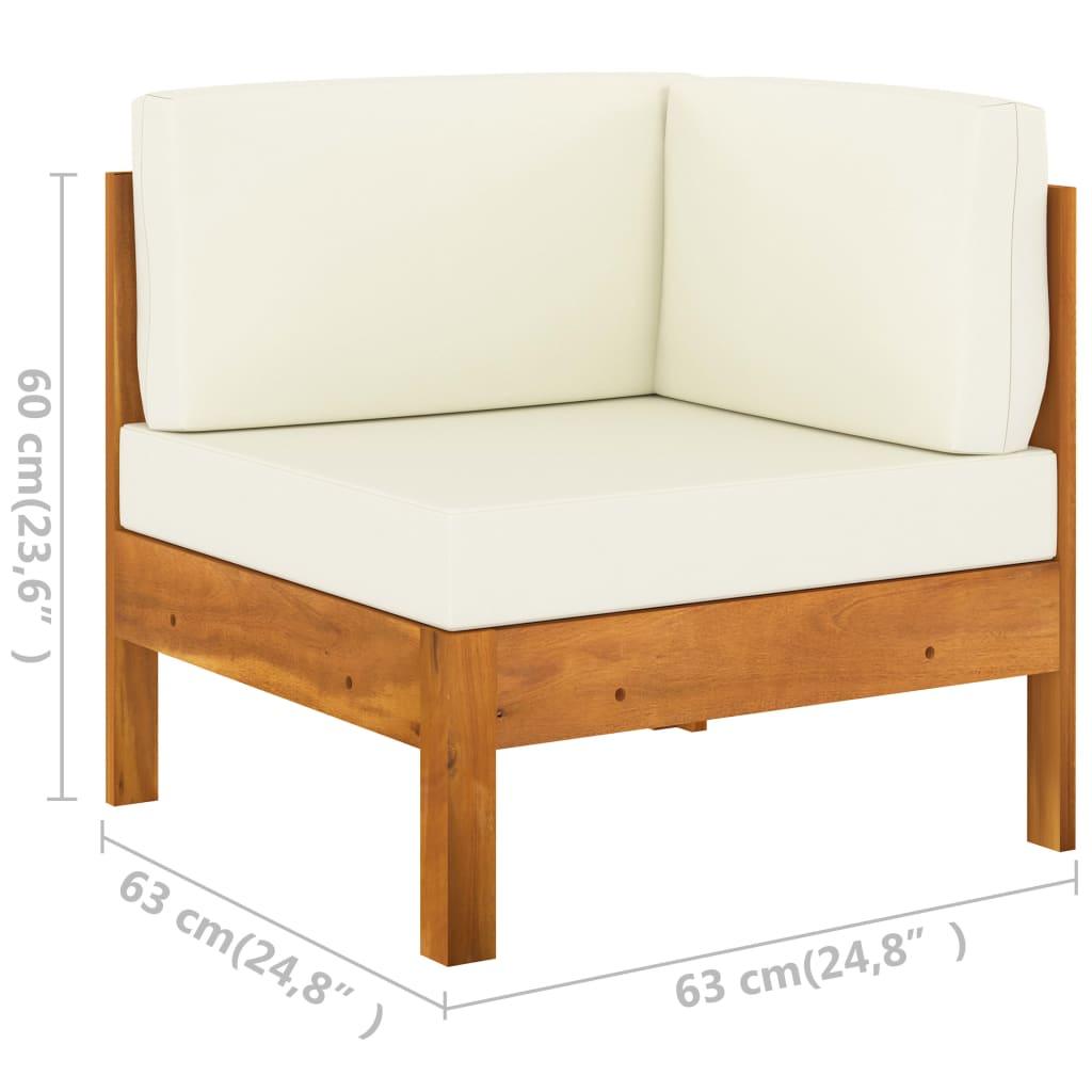 2 Piece Patio Lounge Set with Cream White Cushions Acacia Wood at Set Shop and Smile