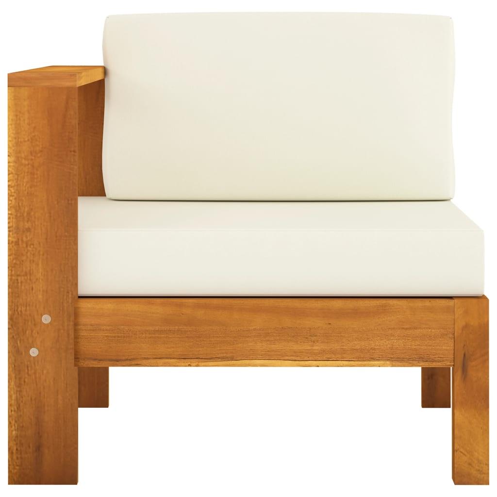Middle Sofa with 1 Armrest Cream White Solid Acacia Wood at Set Shop and Smile