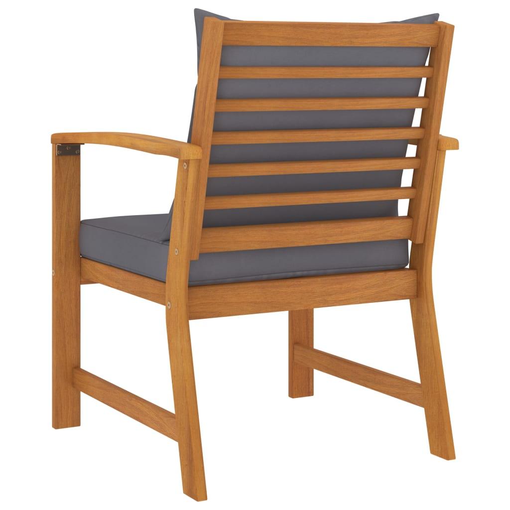 Patio Chairs 2 pcs with Dark Gray Cushion Solid Acacia Wood at Set Shop and Smile