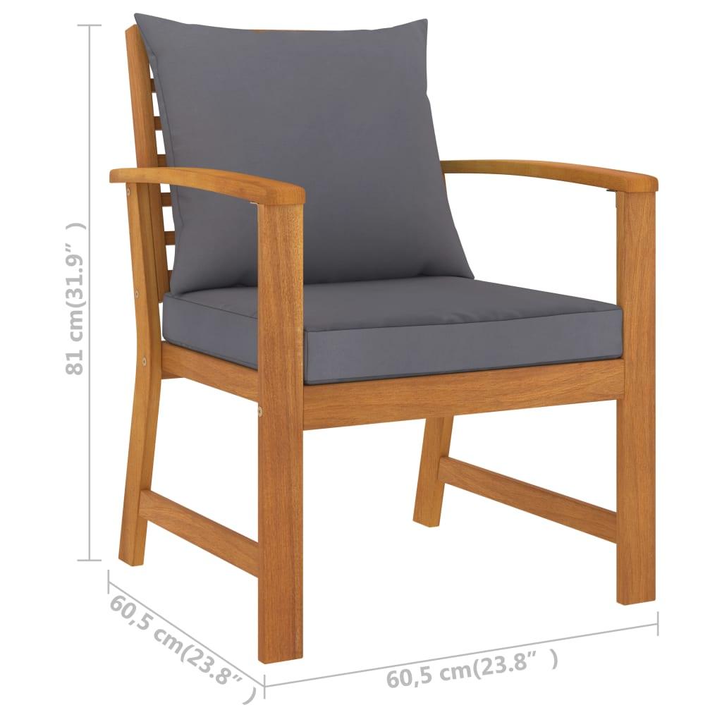 Patio Chairs 2 pcs with Dark Gray Cushion Solid Acacia Wood at Set Shop and Smile