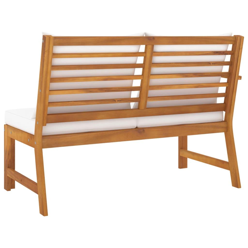 Patio Bench 45.1" with Cream Cushion Solid Acacia Wood at Set Shop and Smile