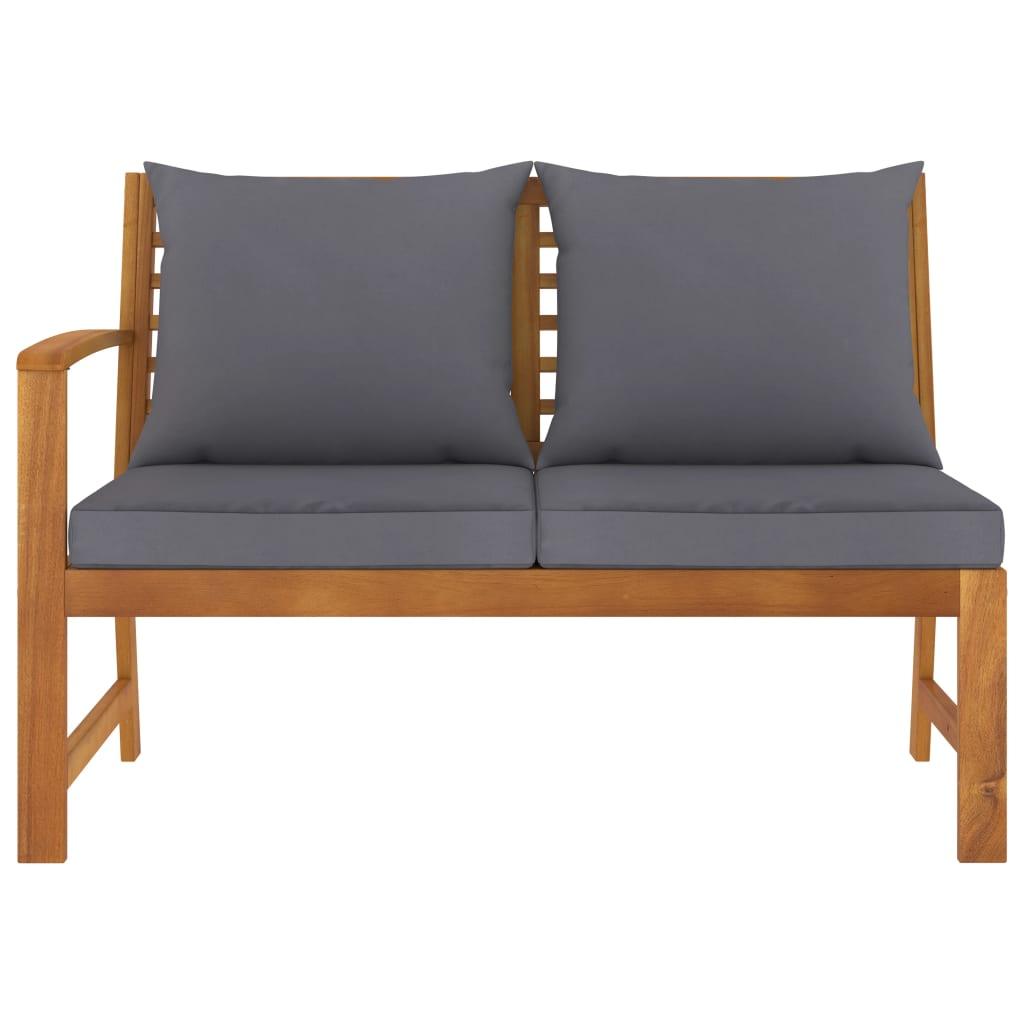 Patio Bench 45.1" with Dark Gray Cushion Solid Acacia Wood at Set Shop and Smile