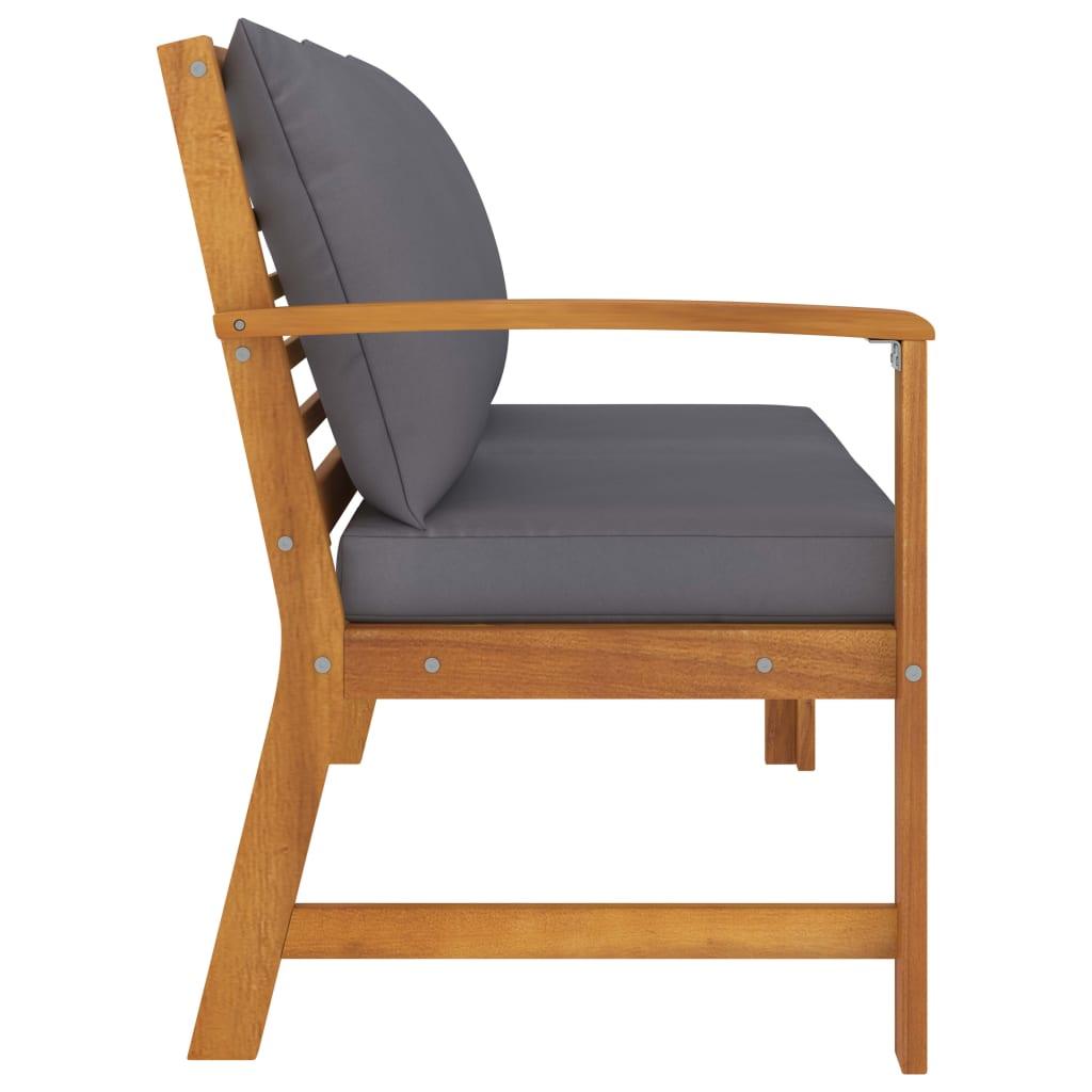 Patio Bench 45.1" with Dark Gray Cushion Solid Acacia Wood at Set Shop and Smile