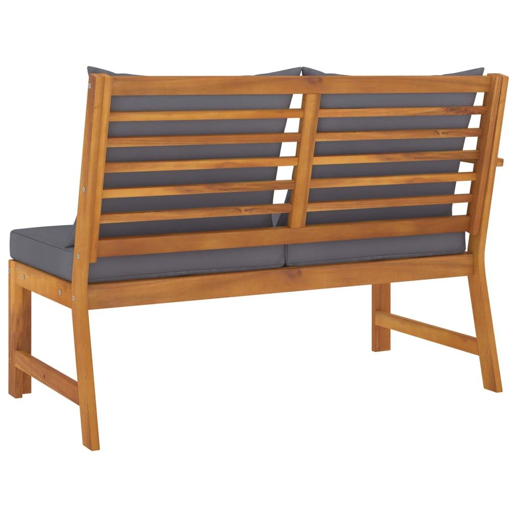 Patio Bench 45.1" with Dark Gray Cushion Solid Acacia Wood at Set Shop and Smile