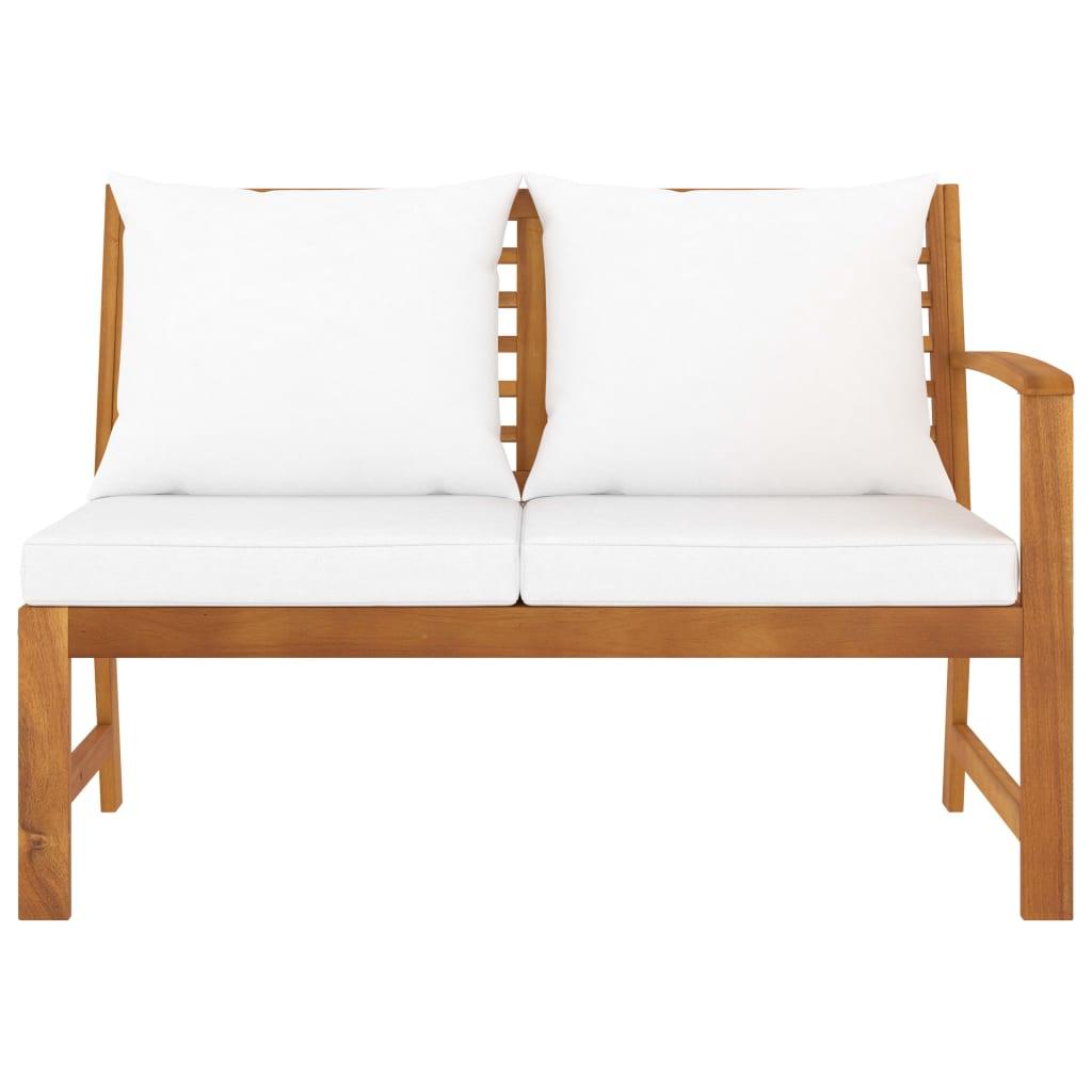 Patio Bench 45.1" with Cream Cushion Solid Acacia Wood at Set Shop and Smile