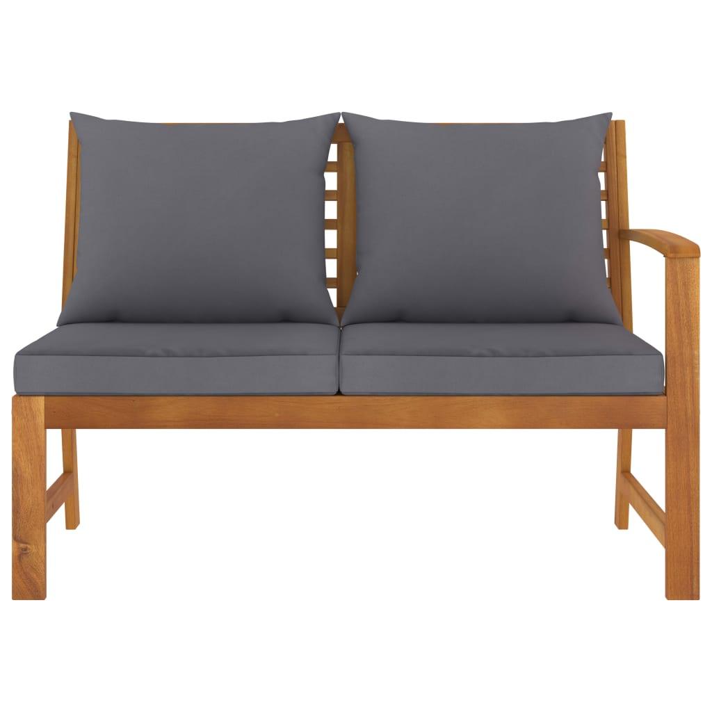 Patio Bench 45.1" with Dark Gray Cushion Solid Acacia Wood at Set Shop and Smile