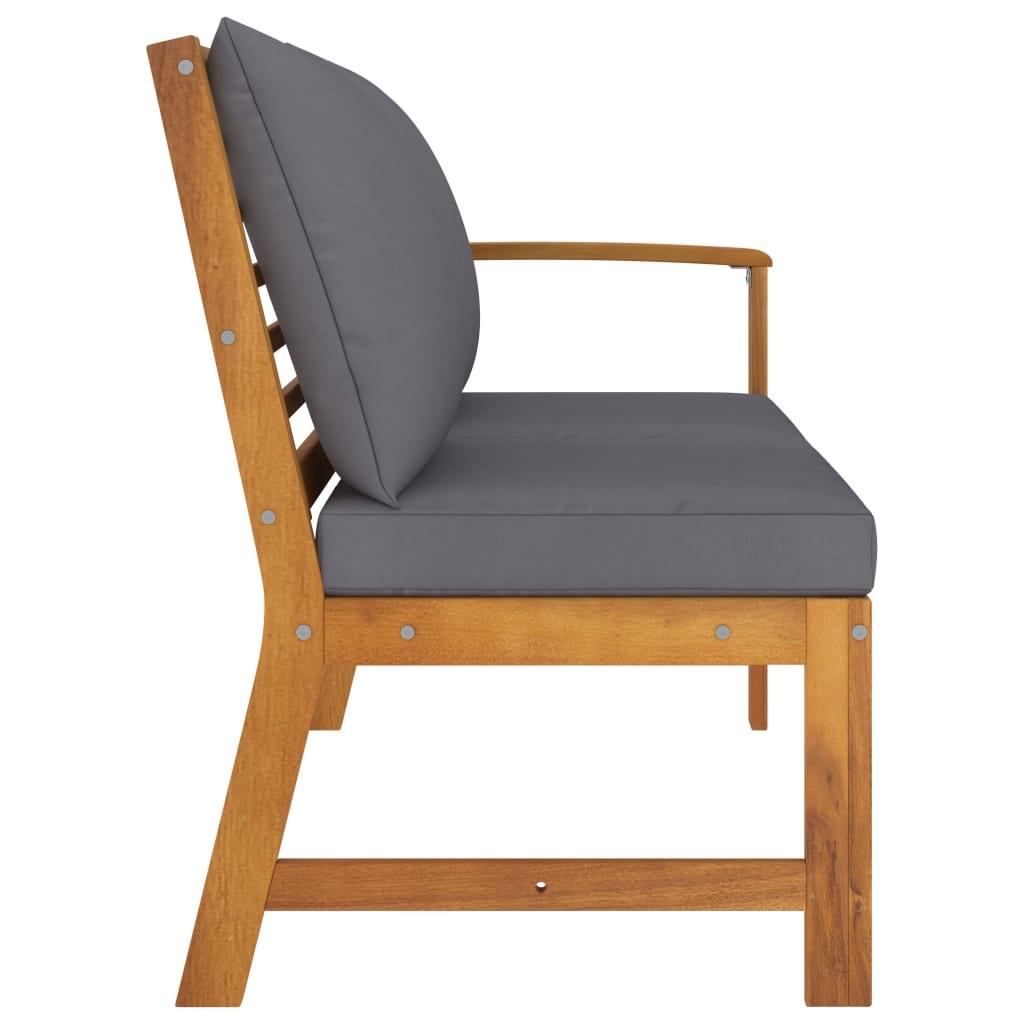 Patio Bench 45.1" with Dark Gray Cushion Solid Acacia Wood at Set Shop and Smile