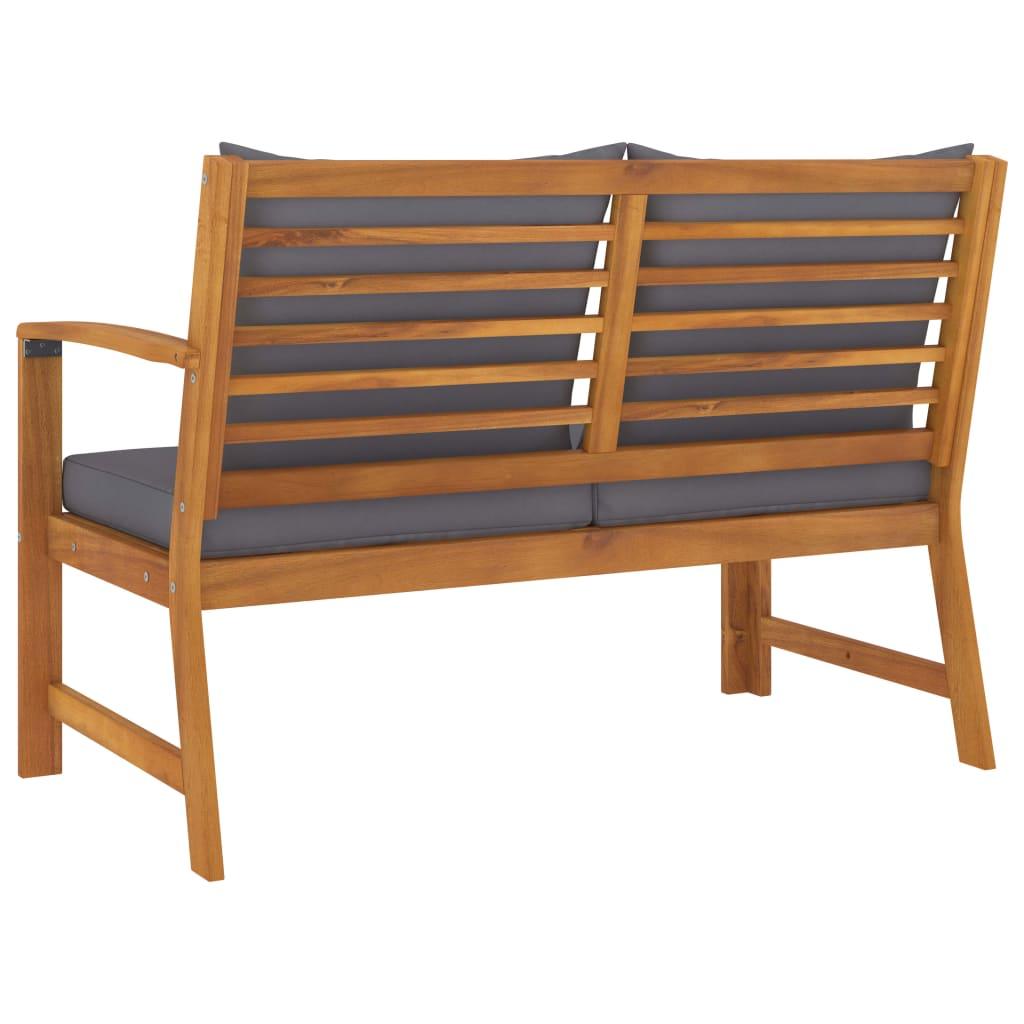 Patio Bench 45.1" with Dark Gray Cushion Solid Acacia Wood at Set Shop and Smile