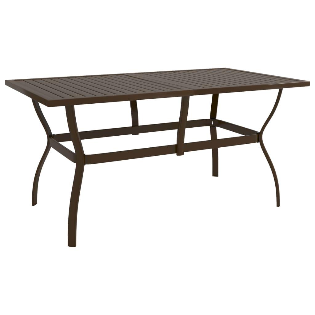 Patio Table Brown 55.1"x31.5"x28.3" Steel at Set Shop and Smile
