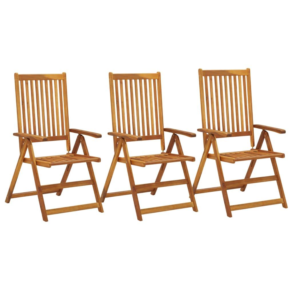 Patio Reclining Chairs 3 pcs Solid Acacia Wood at Set Shop and Smile