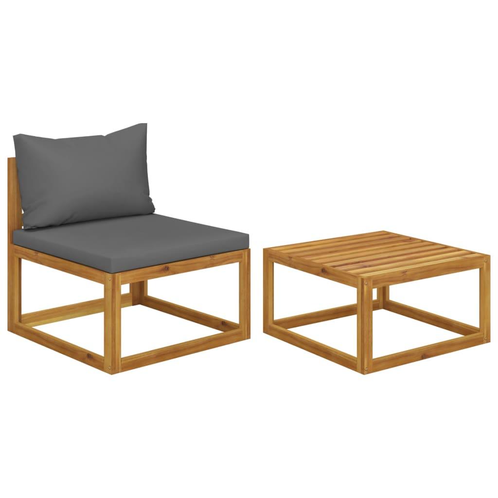 2 Piece Patio Sofa Set with Cushion Solid Acacia Wood at Set Shop and Smile