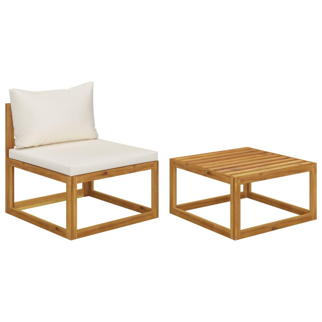 2 Piece Patio Sofa Set with Cushion Solid Acacia Wood at Set Shop and Smile