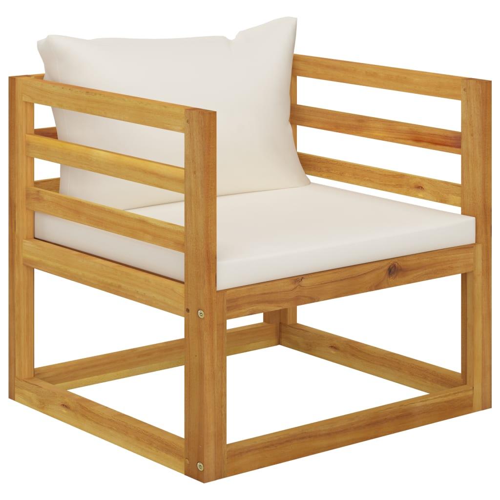 Patio Chair with Cream Cushions Solid Acacia Wood at Set Shop and Smile