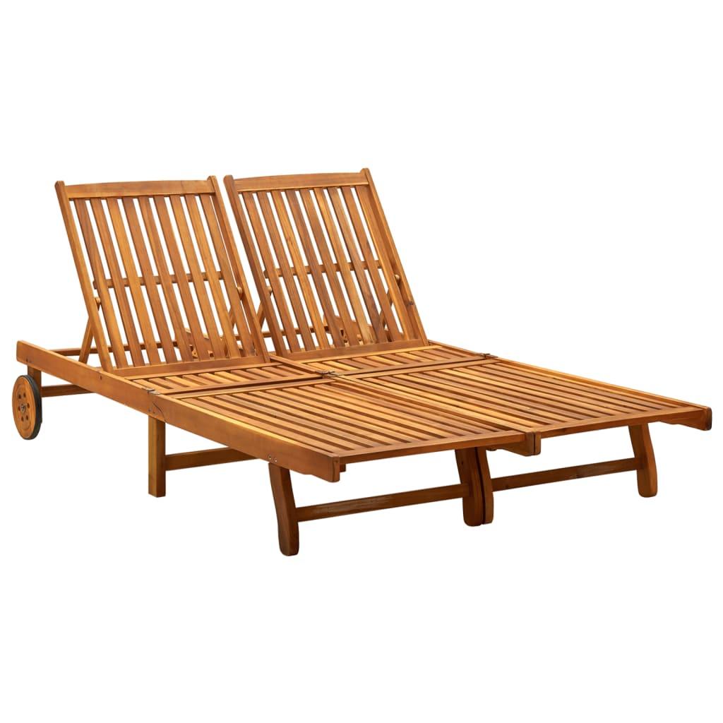 2-Person Sun Lounger Solid Acacia Wood at Set Shop and Smile