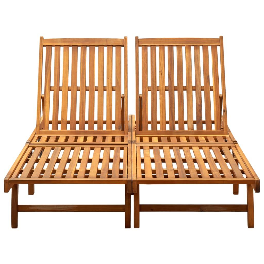 2-Person Sun Lounger Solid Acacia Wood at Set Shop and Smile