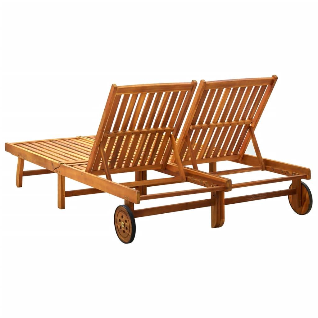 2-Person Sun Lounger Solid Acacia Wood at Set Shop and Smile