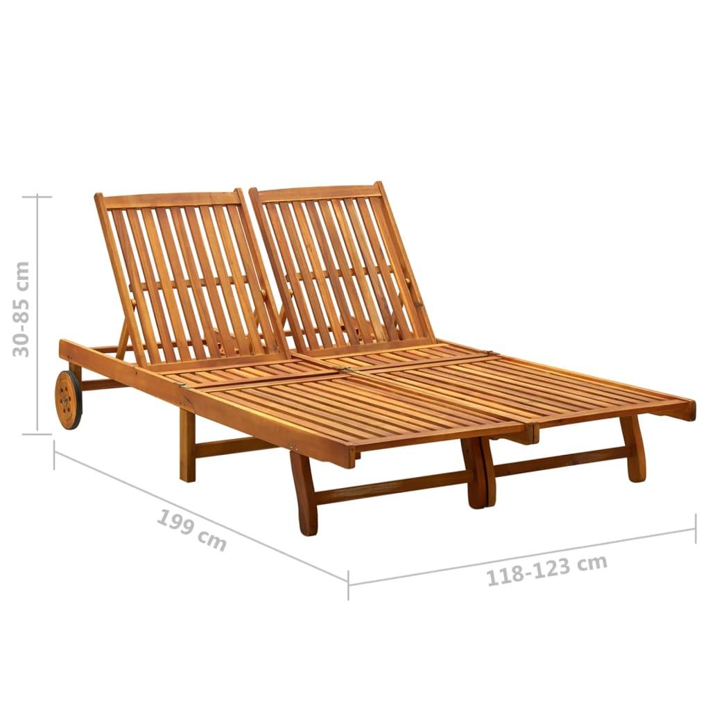 2-Person Sun Lounger Solid Acacia Wood at Set Shop and Smile
