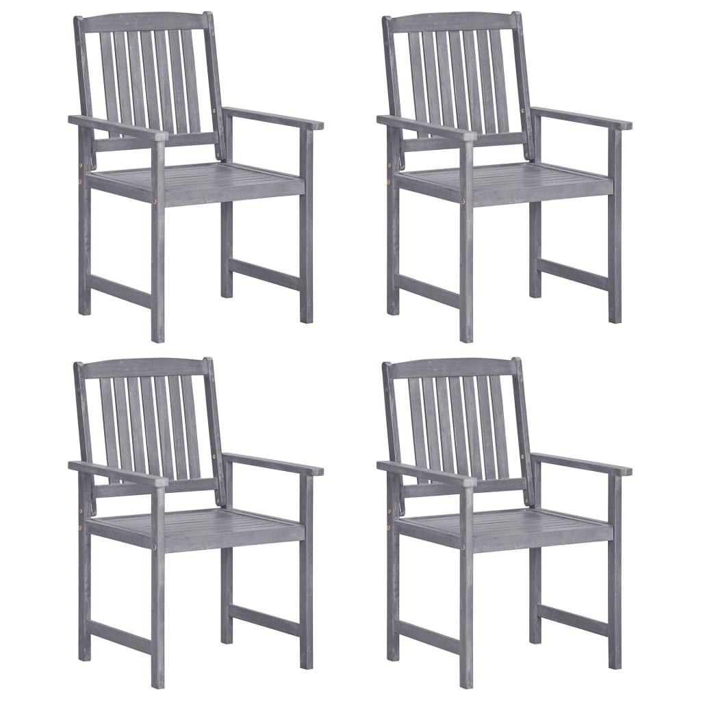 Patio Chairs 4 pcs Solid Acacia Wood Gray at Set Shop and Smile