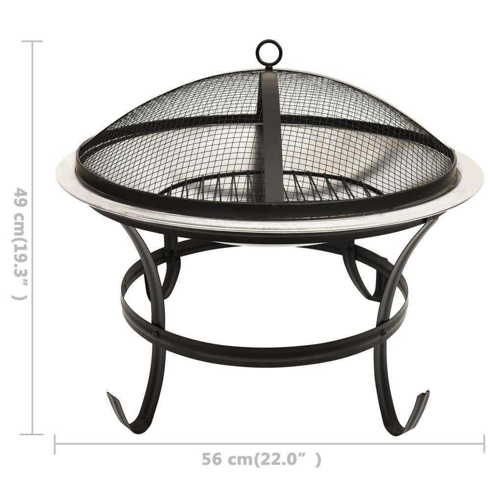 2-in-1 Fire Pit and BBQ with Poker 22"x22"x19.3" Stainless Steel at Set Shop and Smile
