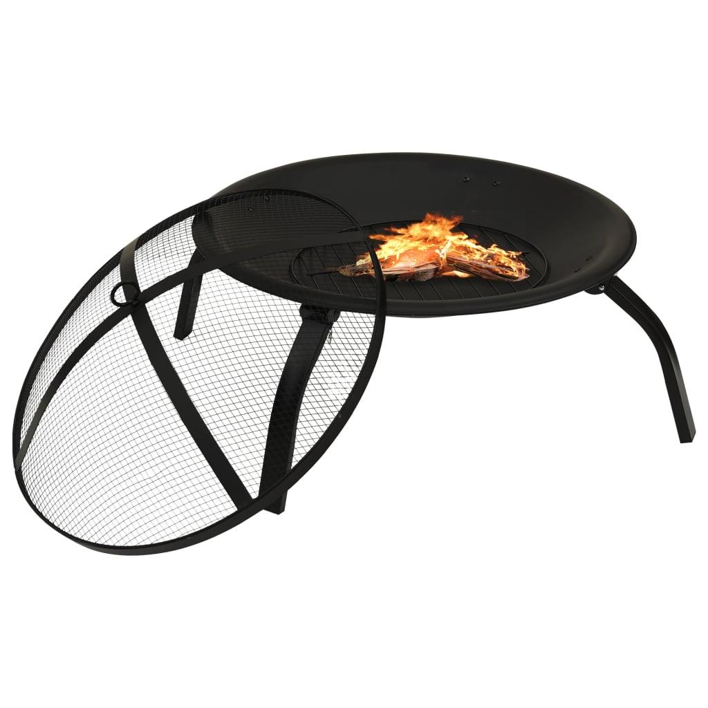 2-in-1 Fire Pit and BBQ with Poker 22"x22"x19.3" Steel at Set Shop and Smile