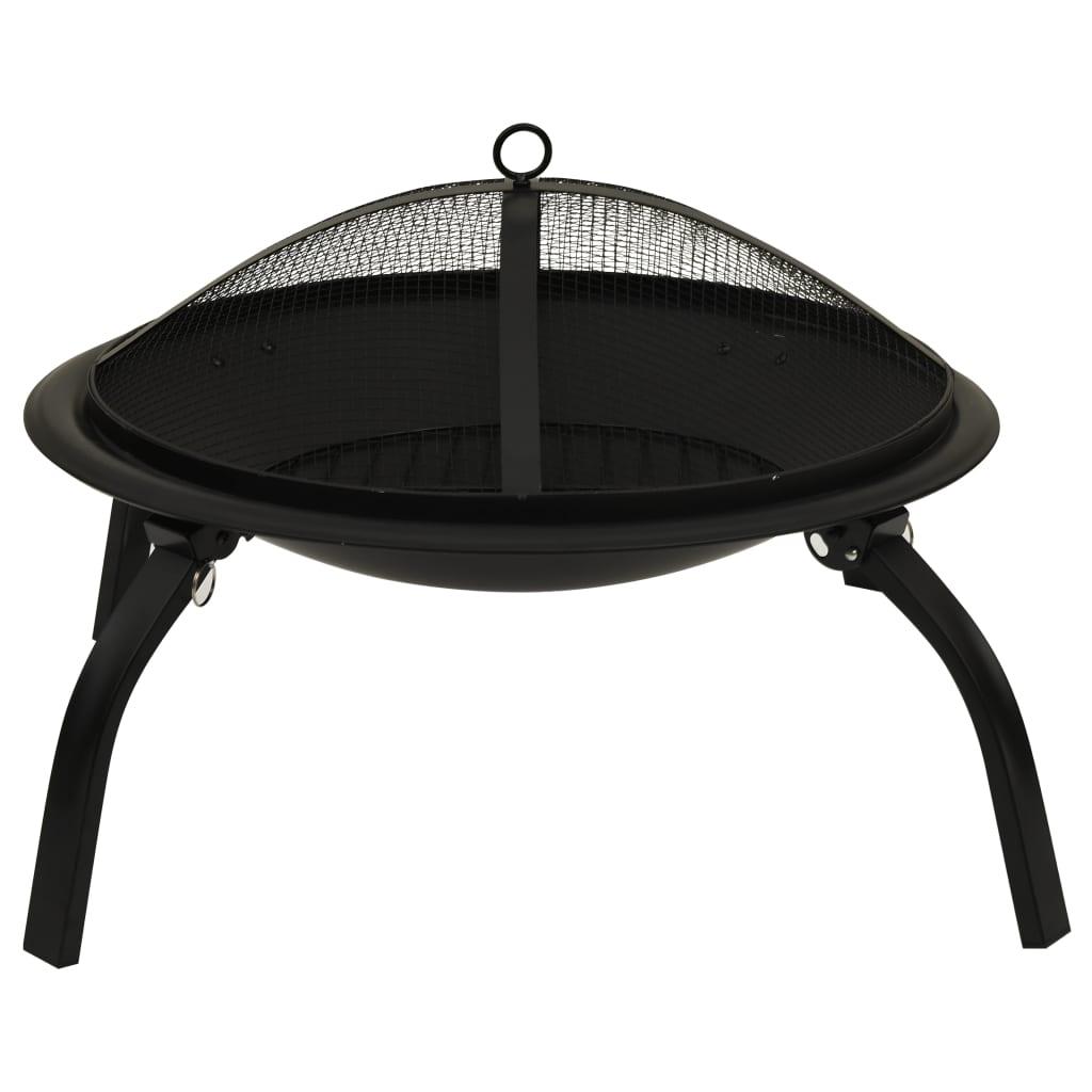 2-in-1 Fire Pit and BBQ with Poker 22"x22"x19.3" Steel at Set Shop and Smile