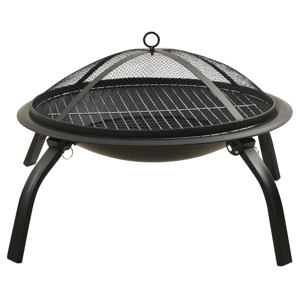 2-in-1 Fire Pit and BBQ with Poker 22"x22"x19.3" Steel at Set Shop and Smile