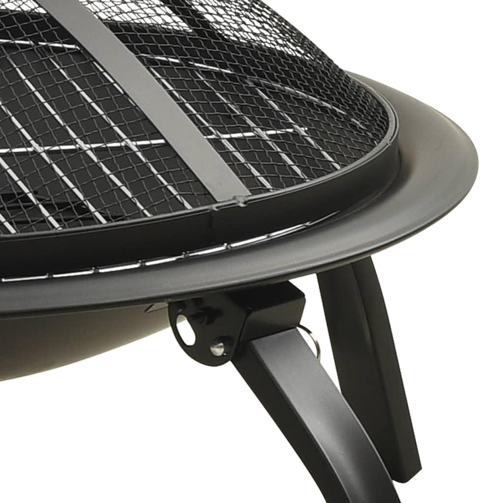 2-in-1 Fire Pit and BBQ with Poker 22"x22"x19.3" Steel at Set Shop and Smile