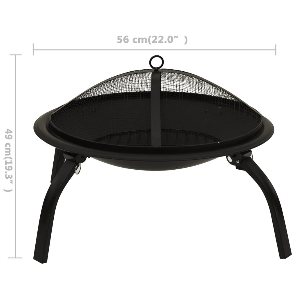 2-in-1 Fire Pit and BBQ with Poker 22"x22"x19.3" Steel at Set Shop and Smile