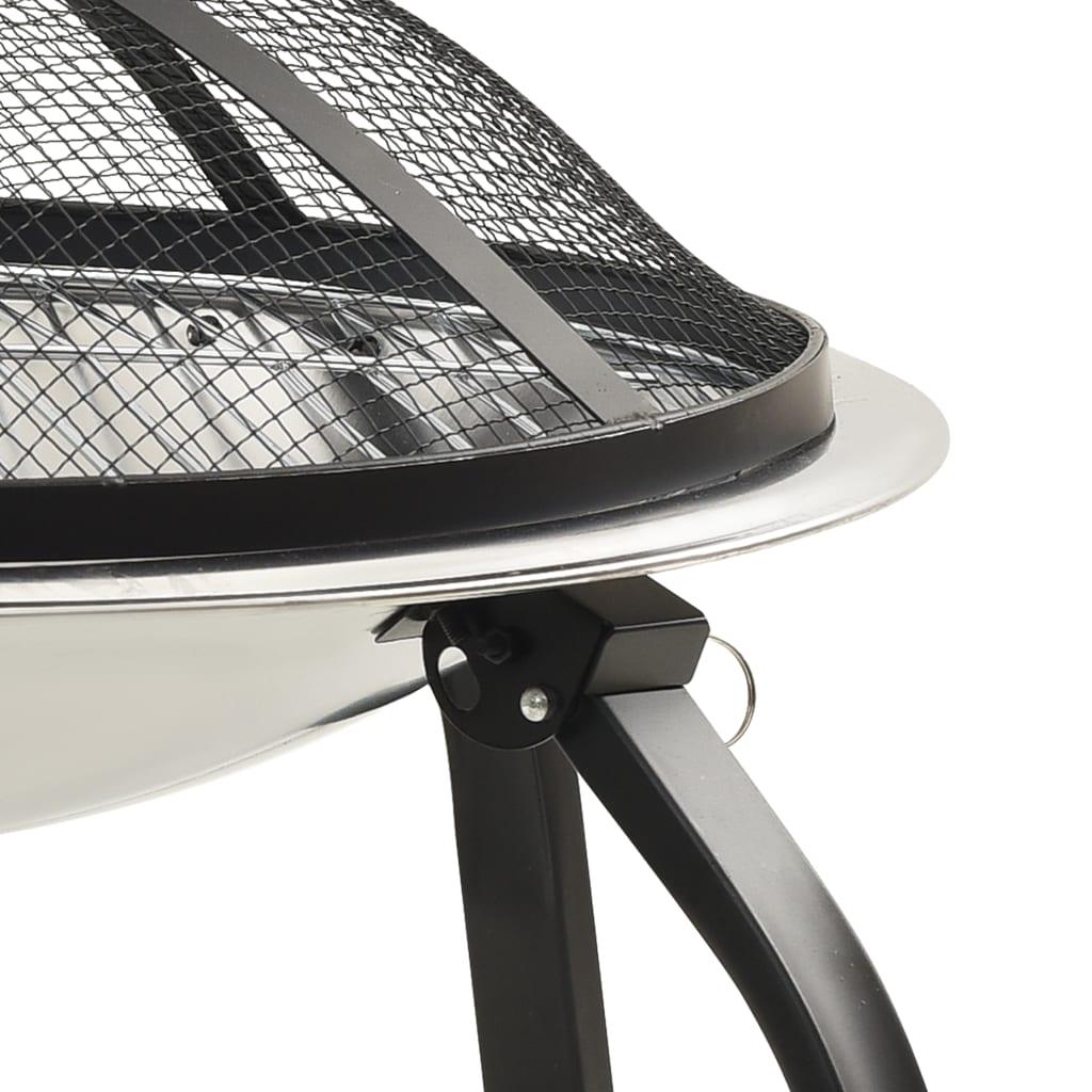 2-in-1 Fire Pit and BBQ with Poker 22"x22"x19.3" Stainless Steel at Set Shop and Smile