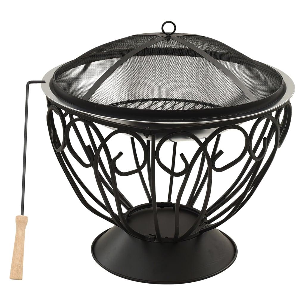 2-in-1 Fire Pit and BBQ with Poker 23.2"x23.2"x23.6" Stainless Steel at Set Shop and Smile