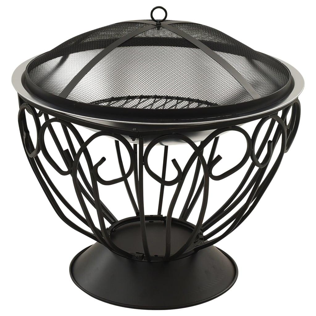 2-in-1 Fire Pit and BBQ with Poker 23.2"x23.2"x23.6" Stainless Steel at Set Shop and Smile