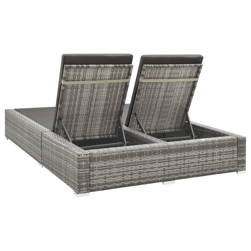 Double Sun Lounger Poly Rattan Gray at Set Shop and Smile