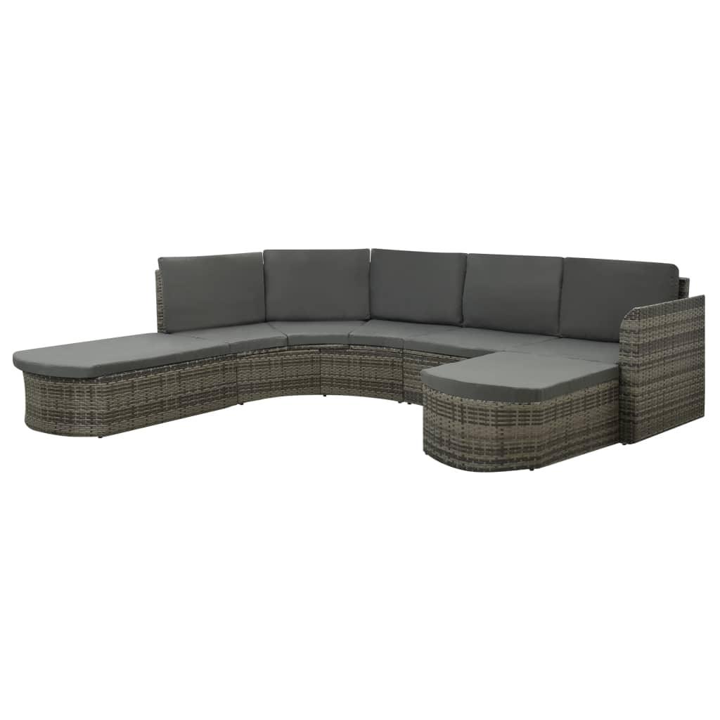 4 Piece Patio Lounge Set with Cushions Poly Rattan Gray at Set Shop and Smile