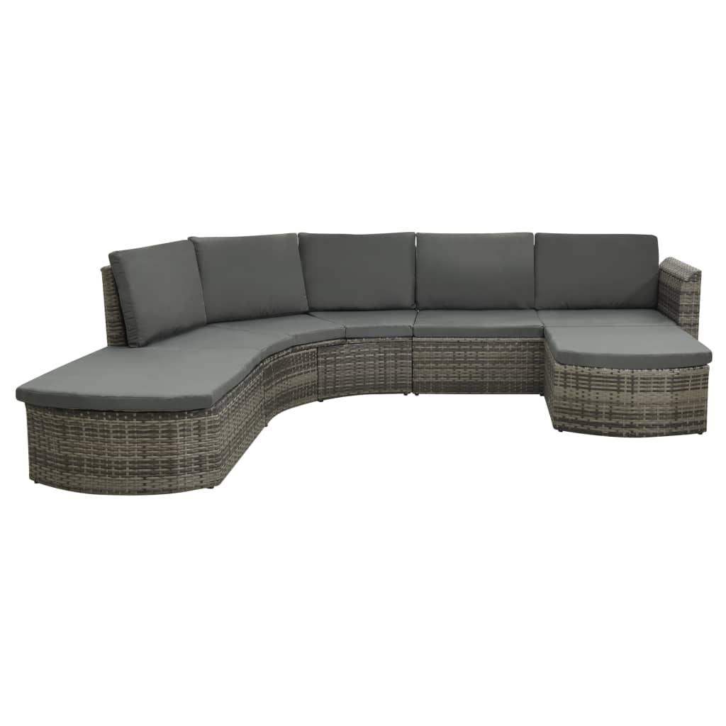 4 Piece Patio Lounge Set with Cushions Poly Rattan Gray at Set Shop and Smile