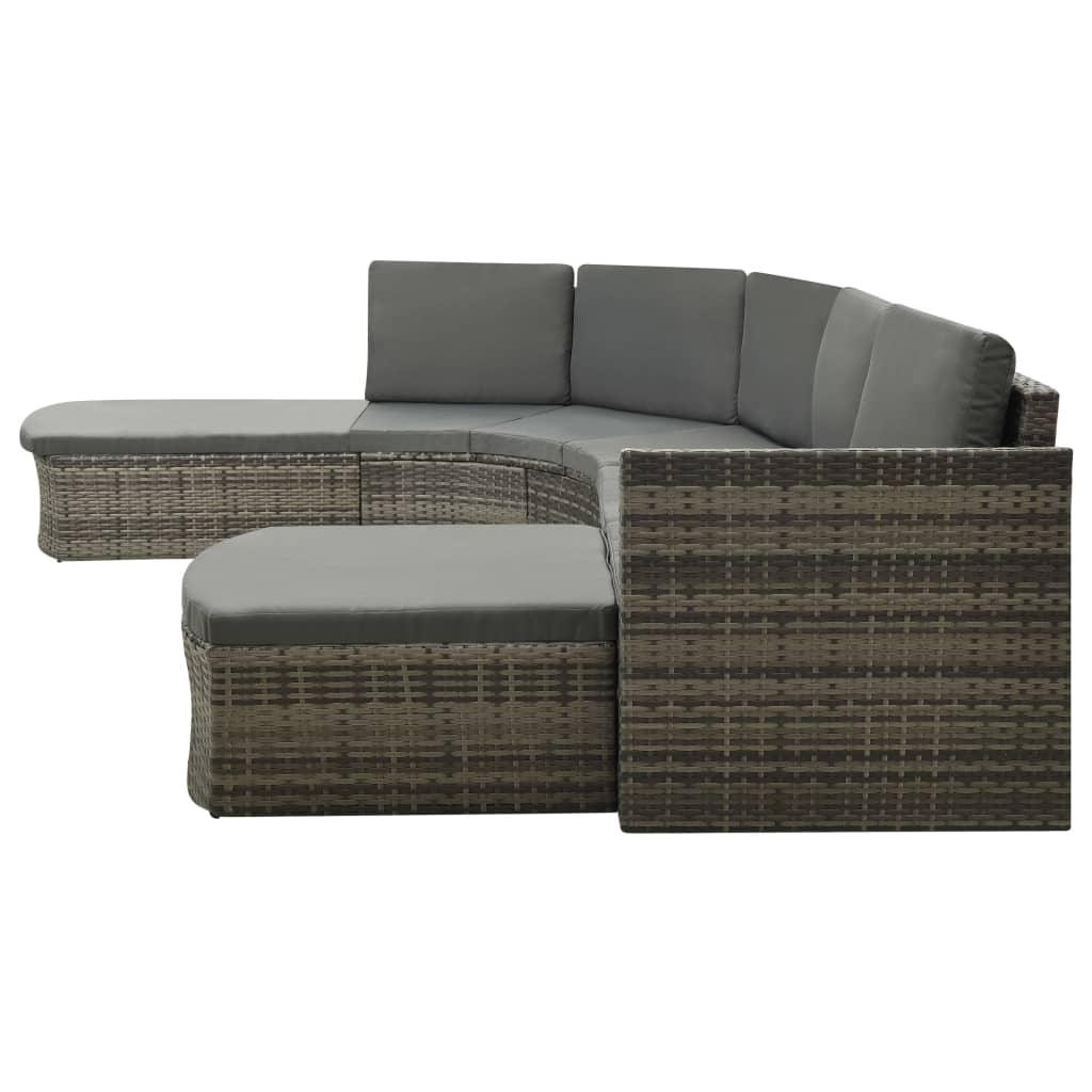 4 Piece Patio Lounge Set with Cushions Poly Rattan Gray at Set Shop and Smile
