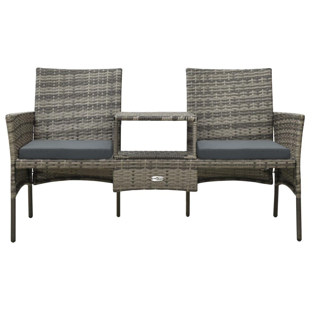 2-Seater Patio Sofa with Tea Table & Stools Poly Rattan Gray at Set Shop and Smile